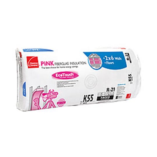 Owens Corning 23" x 93" R-19 W61 EcoTouch Pink Fiberglas Unfaced Batt Insulation with PureFiber Technology - 118.83 Sq. Ft. Bag