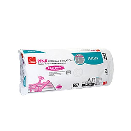 Owens Corning 12" x 24" x 48" R-38 E57 EcoTouch Pink Fiberglas Kraft Faced Batt Insulation with PureFiber Technology - 64 Sq. Ft. Bag