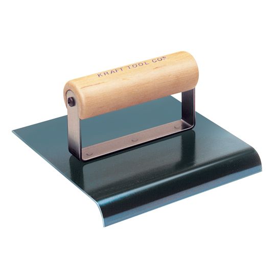 Kraft Tool 3" x 6" Blue Steel Cement Edger with Wood Handle - 1/8" Radius