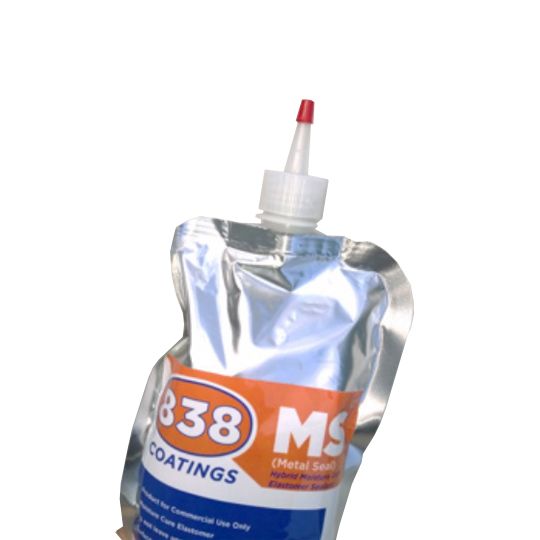 838 Coatings 838 Ms (MetalSeal) Hybrid Moisture Cure Elastomer Sealant - 6 x 750 mL Pouch Case