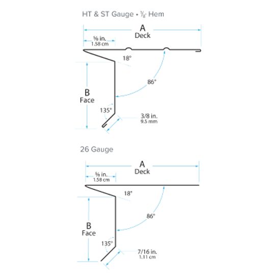 TRI-BUILT 5" Standard Gauge Galvanized Eave Drip with 1-1/2" Face — Flashings — TRISED515GVSBK