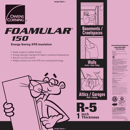 Owens Corning 3" x 4' x 8' Foamular 150 Scored Square Edge (Sse) Extruded Polystyrene (XPS) Rigid Foam Insulation