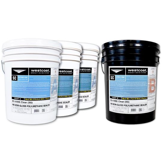 Westcoat SC-65SG Clear Water-Based Semi-Gloss Polyurethane Sealer 3:1 - 20 Gallon Kit
