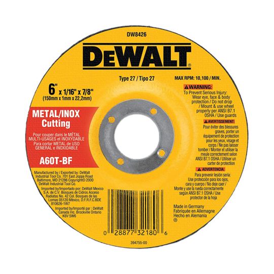 DeWalt 6" Metal Cutting Wheel