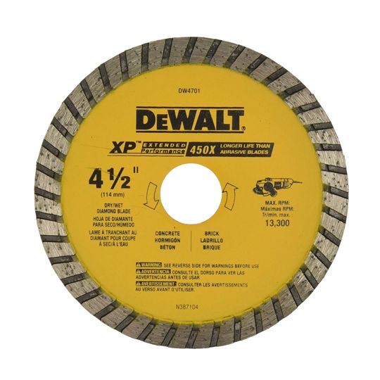 DeWalt 4-1/2" Dia. Xp Turbo Dry Cut Diamond Blade