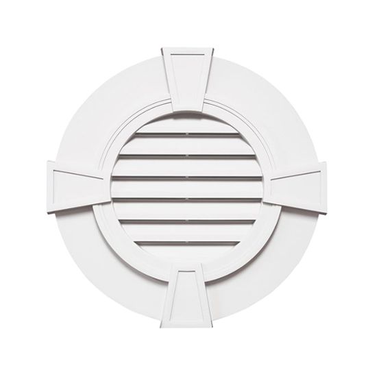 Mid-America Designer Series Round Gable Vent with Keystones — MABGVRDKE30117