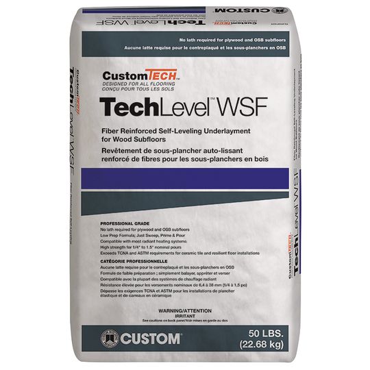 Custom Building Products TechLevel Wsf Fiber Reinforced Self-Leveling Underlayment for Wood Subfloors - 50 Lb. Bag