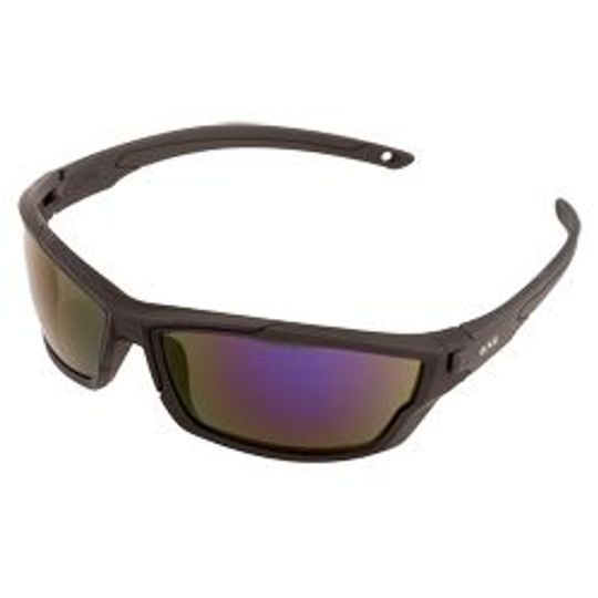 ERB Industries Model 18032 Outride Rubber Blue Mirror Safety Glasses Black