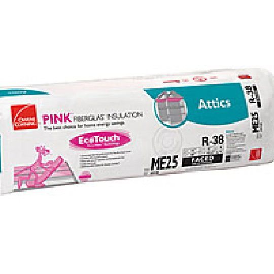 Owens Corning 10-1/4" x 23-3/4" x 48" R-38C U99 EcoTouch Pink Fiberglas Unfaced Batt Insulation with PureFiber Technology - 63.33 Sq. Ft. Bag
