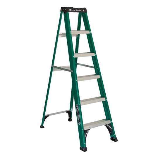 Orgill Louisville FS4006 Fiberglass Commercial Step Ladder - 6'