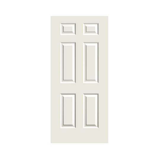 Therma-Tru Traditions Steel Style No. TS210 6-Panel Flush Door 3068 Rhsi 20-Minute Fire-Rated