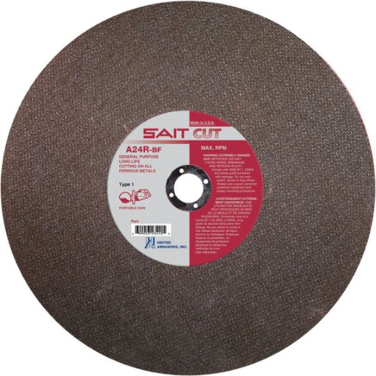 United Abrasives (23420) 12" x 1/8" x 20 mm A24R Type 1 General Purpose Cutting Wheel Tm