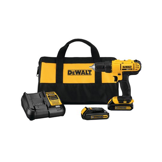 DeWalt 20V Max Cordless Lithium Ion 1/2" Compact Drill/Driver Kit