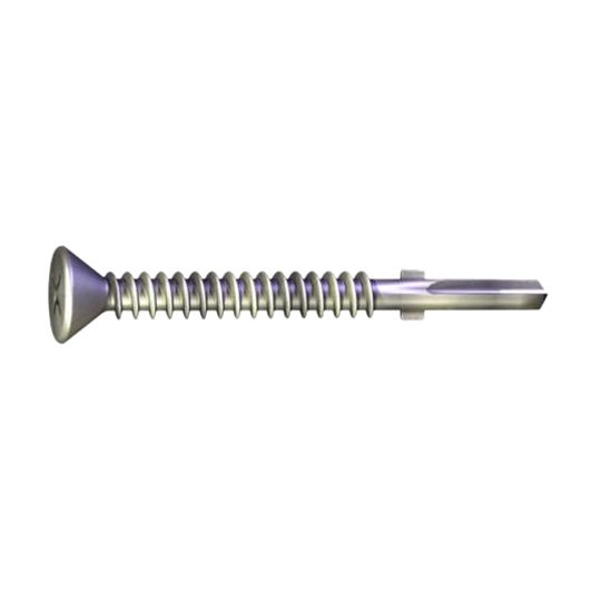 Grabber Construction Products #12 x 2" Flat Head Winged #3 Drill Point Phillips Clear Zinc Screws - Carton of 2,000