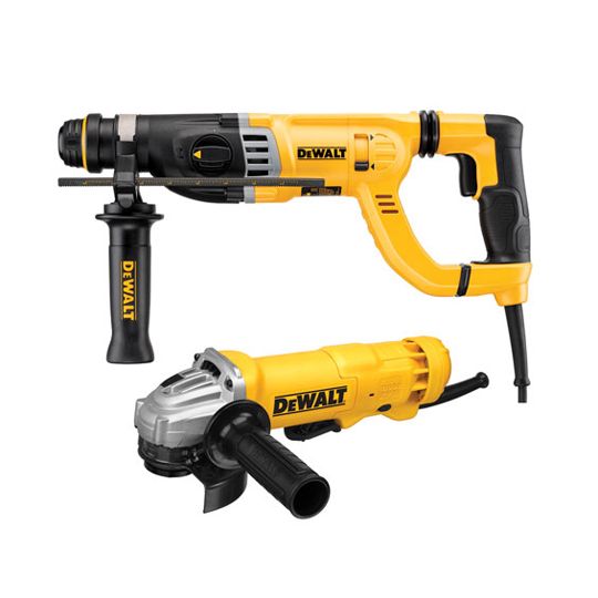 DeWalt 1-1/8" 8.5 Amp Corded D-Handle Sds Rotary Hammer Kit with Shocks & 4-1/2" 10 Amp Angle Grinder