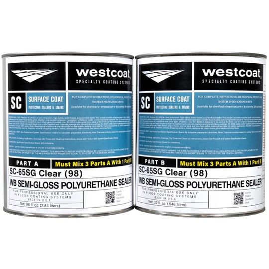 Westcoat SC-65SG Water-Based Polyurethane - Clear Semi-Gloss 1 gal 3:1 Formula