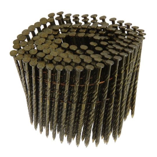 Grip-Rite 2-3/8" x .113" Ring Shank Bright Coated 15° Wire Coil Nails - Box of 3,000