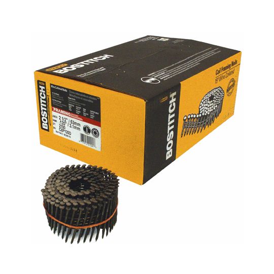 Bostitch 2-1/2" x .120 Smooth Shank 15° Coil Framing Nails - Carton of 2,700