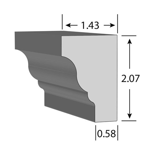 Kleer 1-7/16" x 2-1/16" x 16' Rams Crown Moulding