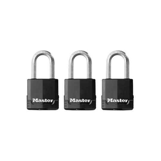 Master Lock #M115XTRILF 1-7/8" Magnum Covered Laminated Steel Padlock with 1-1/2" Shackle - Pack of 3
