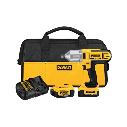 DeWalt 20V Max Cordless 1/2" High Torque Impact Wrench Kit (4 Ah)