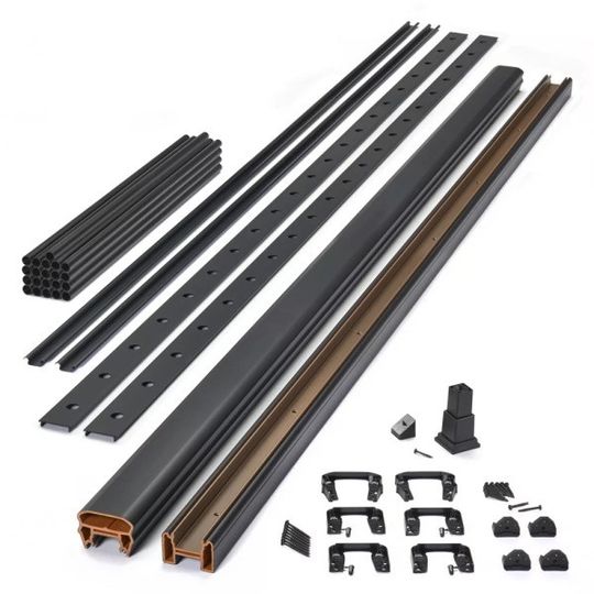 Trex 8' x 36" Transcend Horizontal Rail & Baluster Kit with Round Aluminum Balusters — TRXTHRKRB91536BK