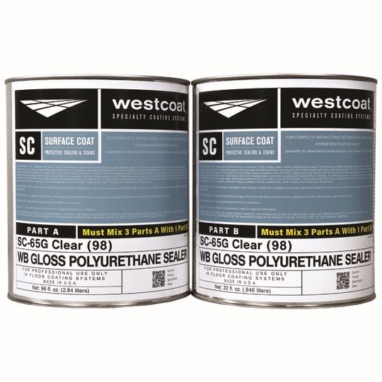 Westcoat SC-65G Water-Based Polyurethane - Clear Gloss 1 gal 3:1 Formula — Adhesives, Caulks & Sealants — WCSSC65K98128