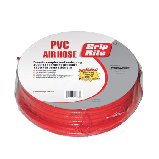 Grip-Rite 1/4" x 50' PVC Air Hose with Coupler