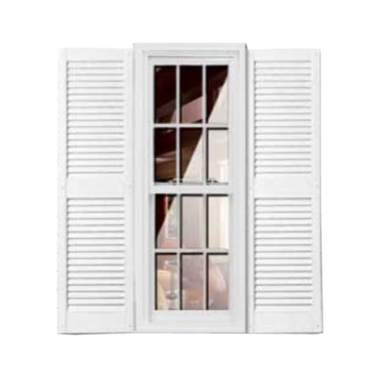 Girardin Moulding Straight Top Louver Style Shutters — GIRSTLV14X81WH