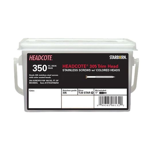 Starborn Industries #8 x 2-1/2" Headcote 305 Stainless Trim Head Deck Screws - Box of 350 — SBNHC8212SD350DS