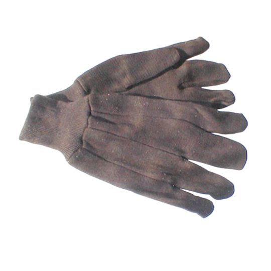 The Brush Man Brown Jersey Cotton Glove with Knit Wrist - Size L