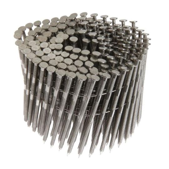 Grip-Rite 1-1/2" Stainless Steel Ring Shank 15° Wire Coil Nails - Carton of 3,600