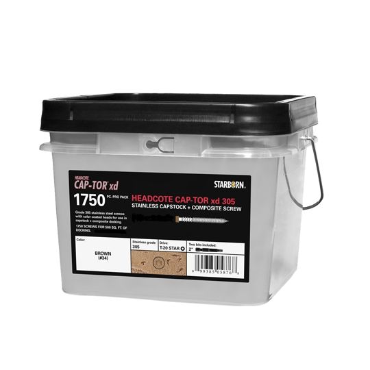 Starborn Industries #10 x 2-1/2" Cap-Tor xd Headcote 305 Stainless Decking Screws - Box of 350 — SBNHCSS1025350BR
