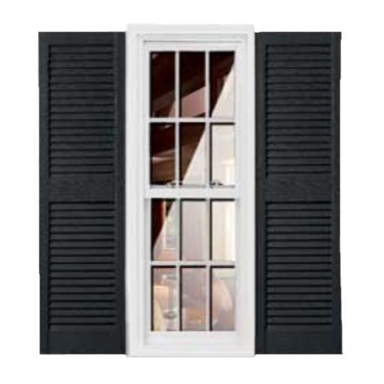 Girardin Moulding Straight Top Louver Style Shutters — GIRSTLV14X75BLK