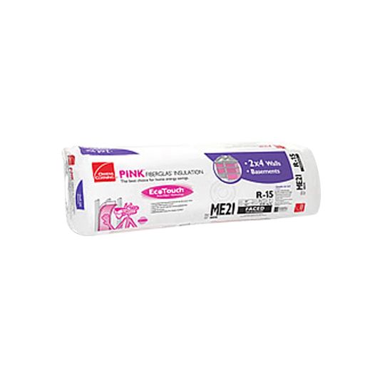 Owens Corning 9-1/2" x 16" x 48" R-30 ME24 EcoTouch Pink Fiberglas Kraft Faced Batt Insulation with PureFiber Technology - 58.67 Sq. Ft. Bag