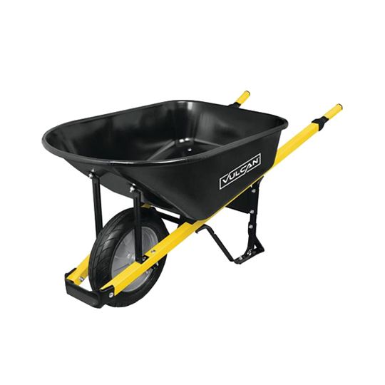Vulcan Steel Wheelbarrow with Flat-Free Tire - 6 Cubic Ft.