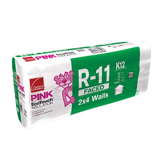 Owens Corning 3-1/2" x 23" x 93" R-11 K12 EcoTouch Pink Fiberglas Kraft Faced Batt Insulation with PureFiber Technology - 237.67 Sq. Ft. Bag