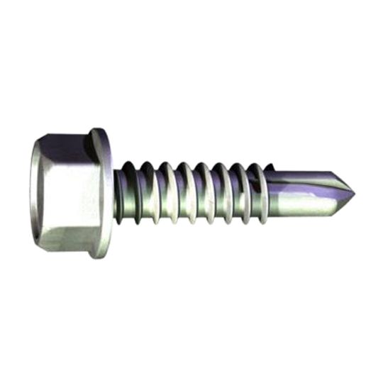 Grabber Construction Products #10 x 2" Scorpion Hex Washer Head #3 Drill Point Clear Zinc Screws - Carton of 2,500
