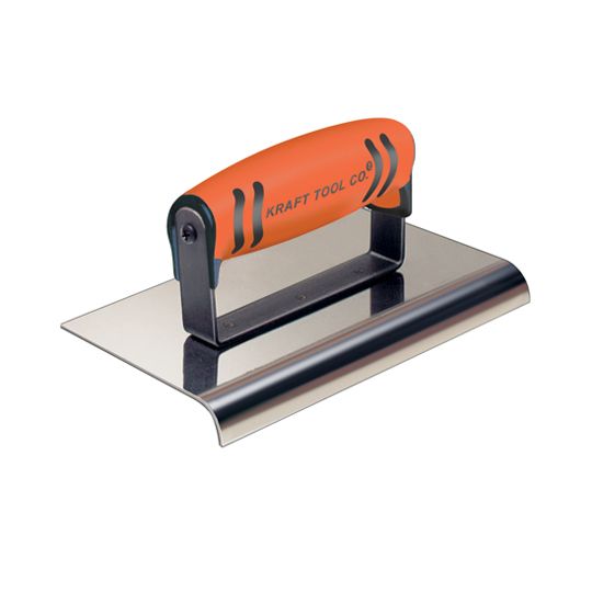 Kraft Tool 6" x 6" Stainless Steel Cement Edger with ProForm Soft Grip Handle - 1/2" Radius