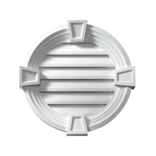 Fypon Molded Millwork 40" Round Decorative Louver with Decorative Trim and Keystones