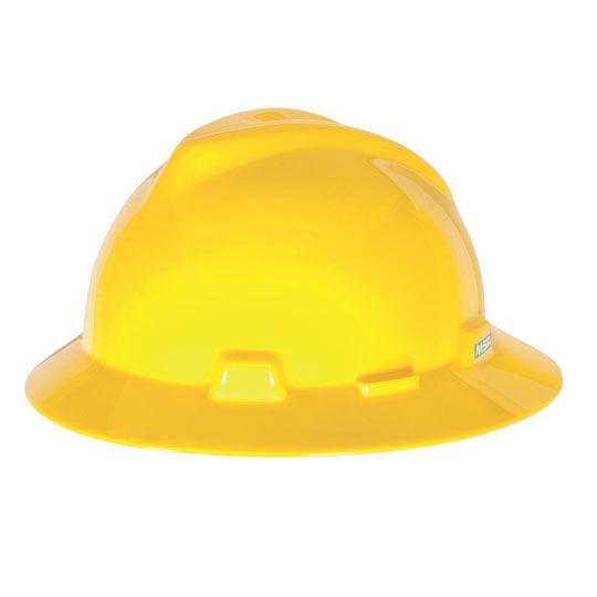 MSA Safety V-Gard Slotted Full-Brim Protective Helmet with Staz-On Suspension