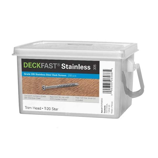 Starborn Industries #7 x 2-1/4" Deckfast 305 Stainless Trim Head Screws - Tub of 250