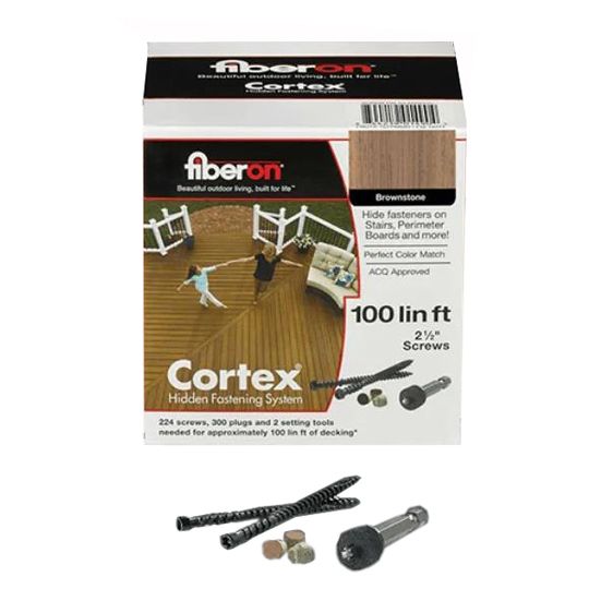 Fiberon Cortex Hidden Fasteners - 100 Lin. Ft. Box — FIDCHF100BRNSTN