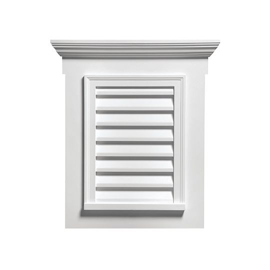 Fypon Molded Millwork 18" x 24" Functional Vertical Louver with 4F Flat Trim and 6" Crosshead