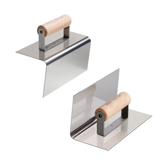 Kraft Tool 8" x 4" Matched Pair Stainless Steel Step Tools with Wood Handle - 1/2" Radius