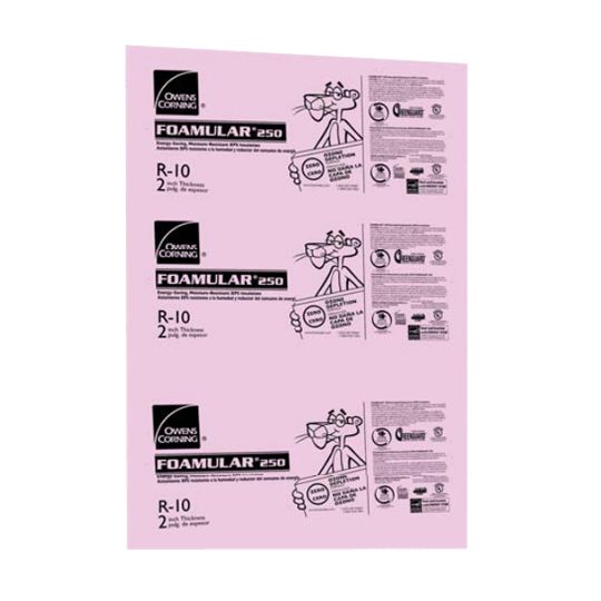 Owens Corning 2-1/2" x 4' x 8' Foamular 250 Square Edge (Se) Extruded Polystyrene (XPS) Rigid Foam Insulation