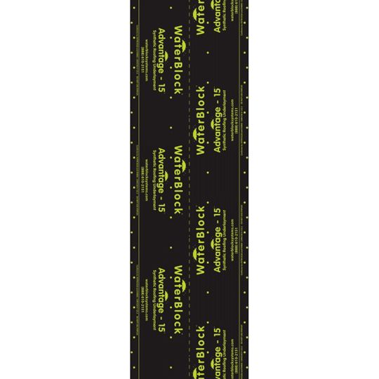 WaterBlock 4' x 250' Advantage-15 Synthetic Roofing Underlayment - 10 Sq. Roll