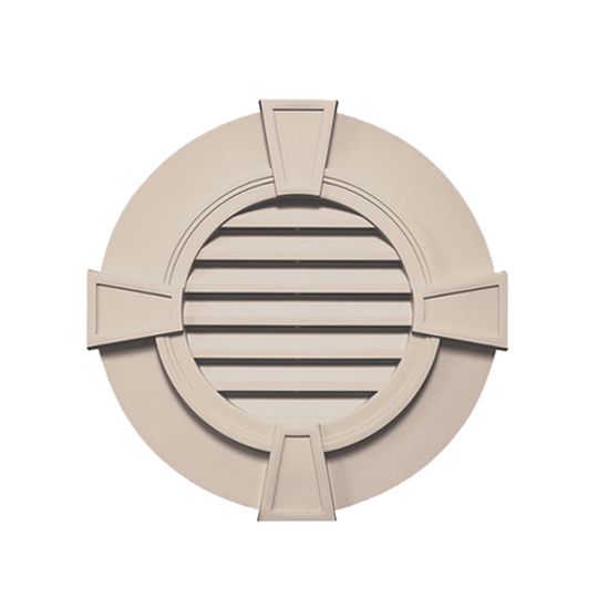 Mid-America Designer Series Round Gable Vent with Keystones — MABGVRDKE30048
