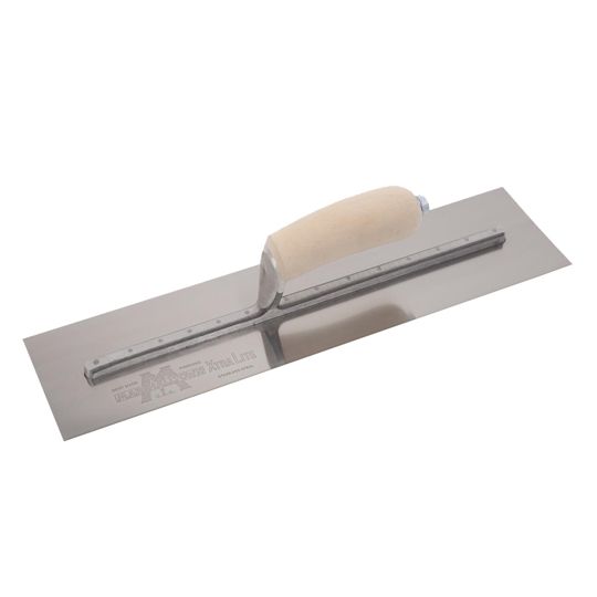 Marshalltown 13" x 5" Stainless Steel Finishing Trowel with Curved Wood Handle