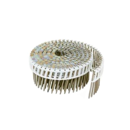 Hitachi 2-1/4" x .092 Ring Shank Hot-Dipped Galvanized 15° Round Head Plastic Sheet Fiber Cement Coil Nails - Carton of 4,800